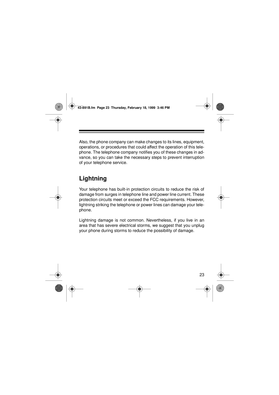 Radio Shack ET-153 owner manual Lightning 