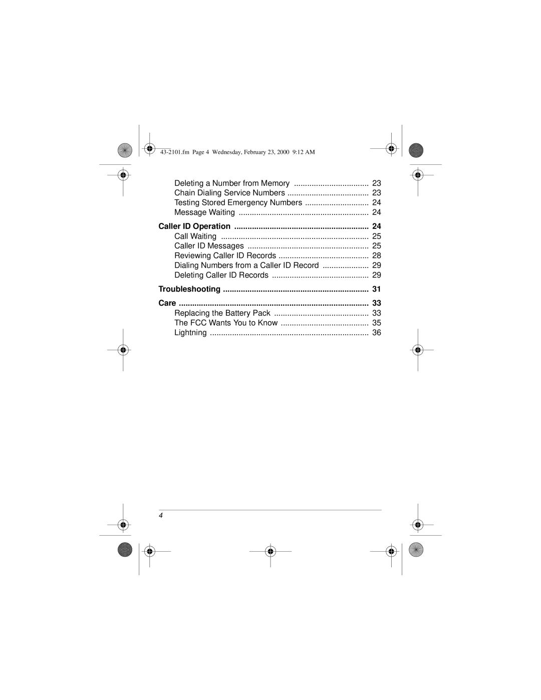 Radio Shack ET-2101 owner manual Caller ID Operation 