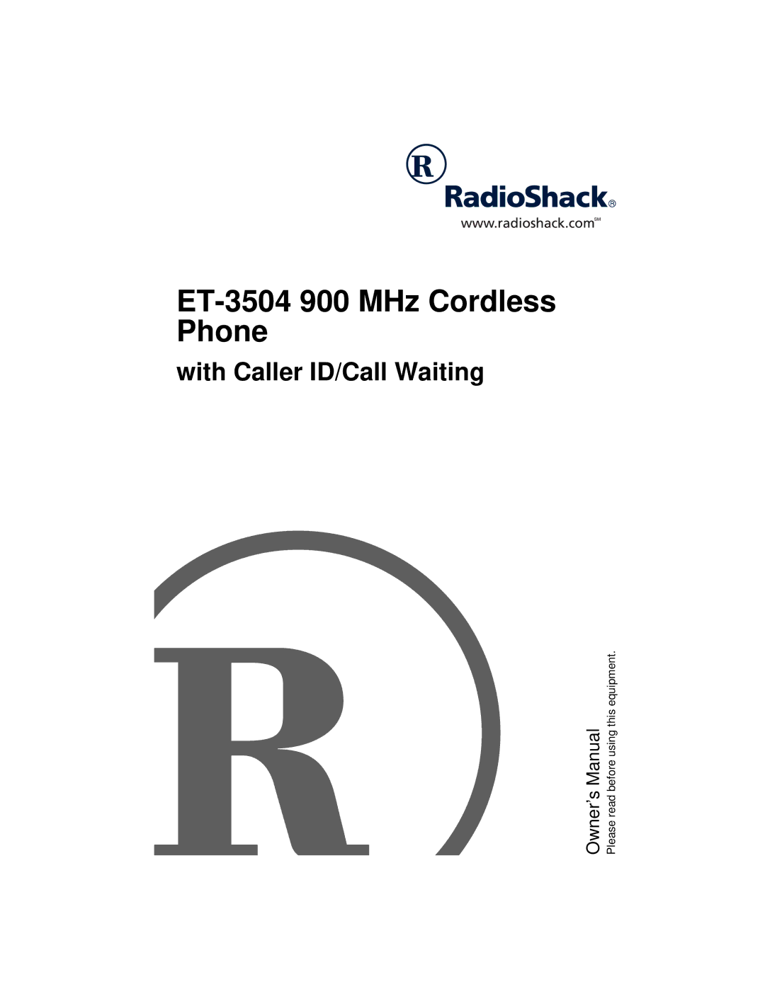 Radio Shack owner manual ET-3504 900 MHz Cordless Phone 