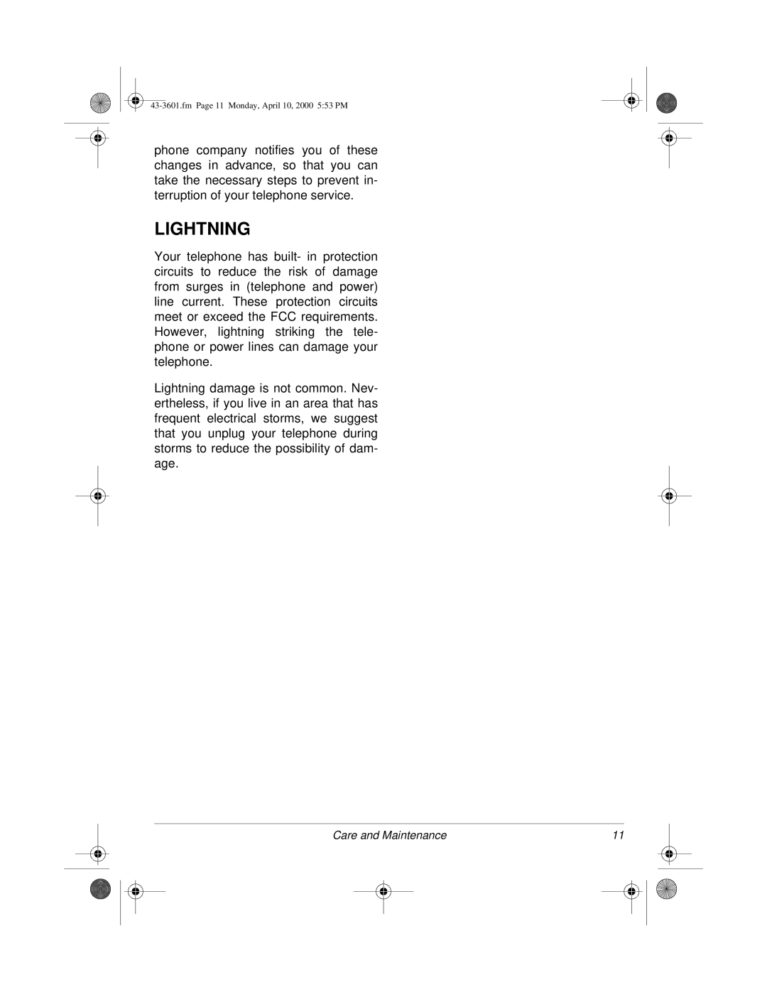 Radio Shack 43-3601, ET-3601 owner manual Lightning 