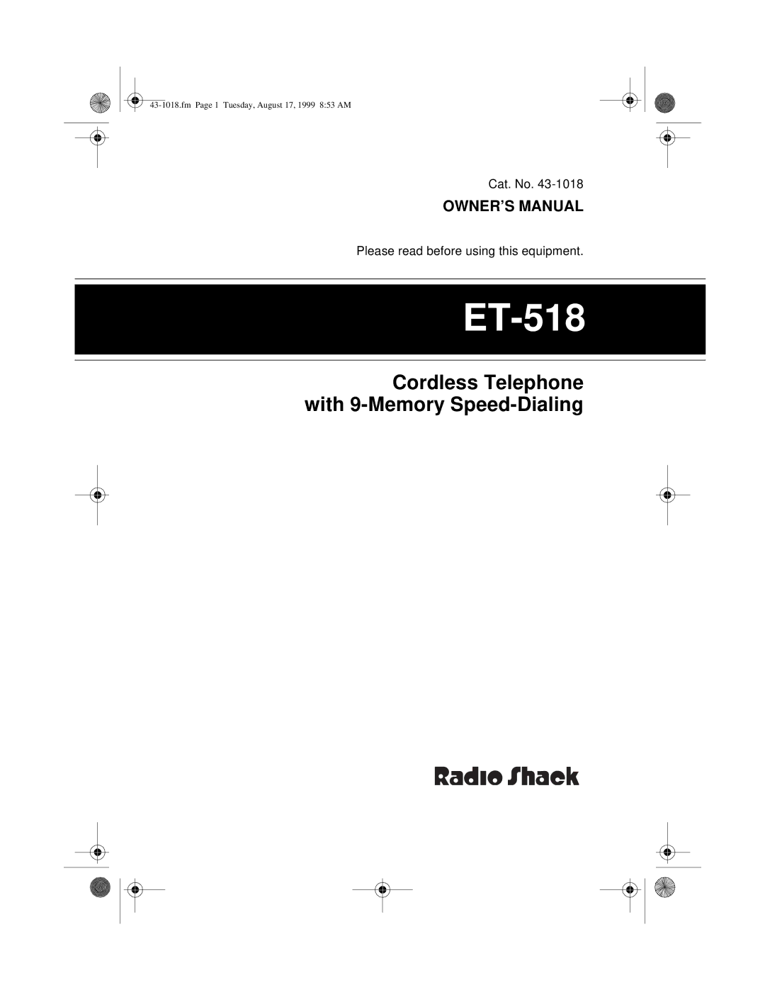 Radio Shack ET-518 owner manual 