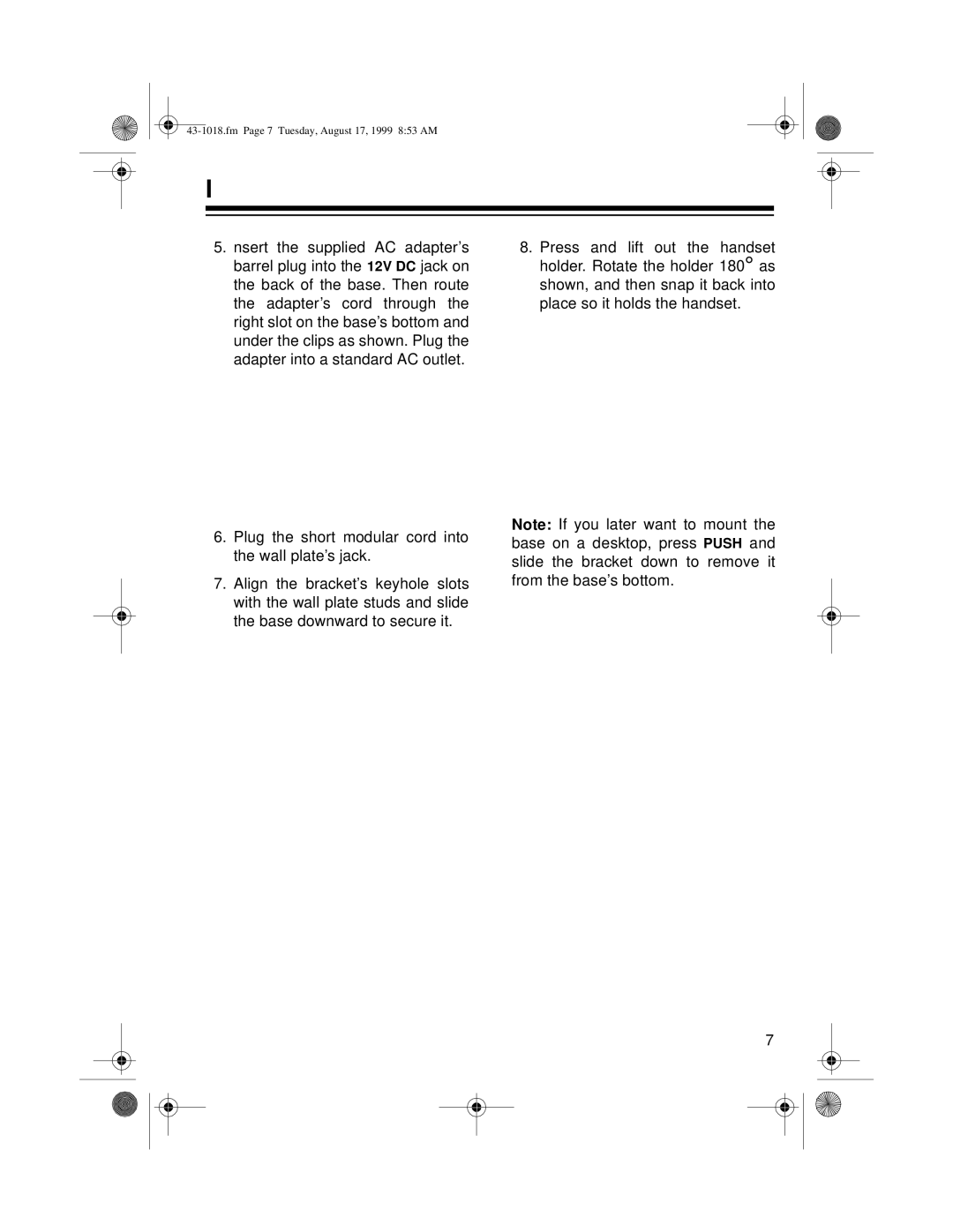 Radio Shack ET-518 owner manual Fm Page 7 Tuesday, August 17, 1999 853 AM 