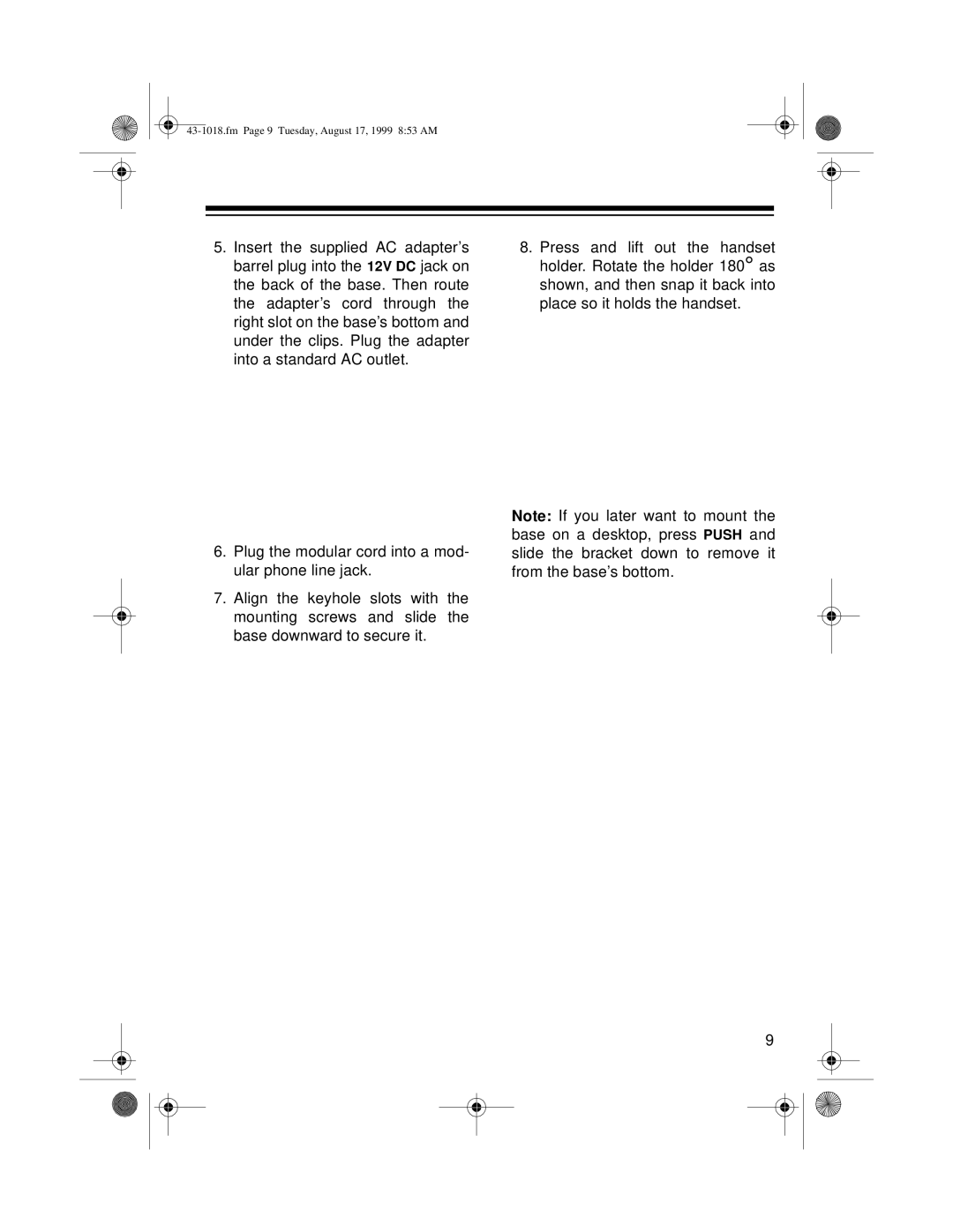 Radio Shack ET-518 owner manual Fm Page 9 Tuesday, August 17, 1999 853 AM 