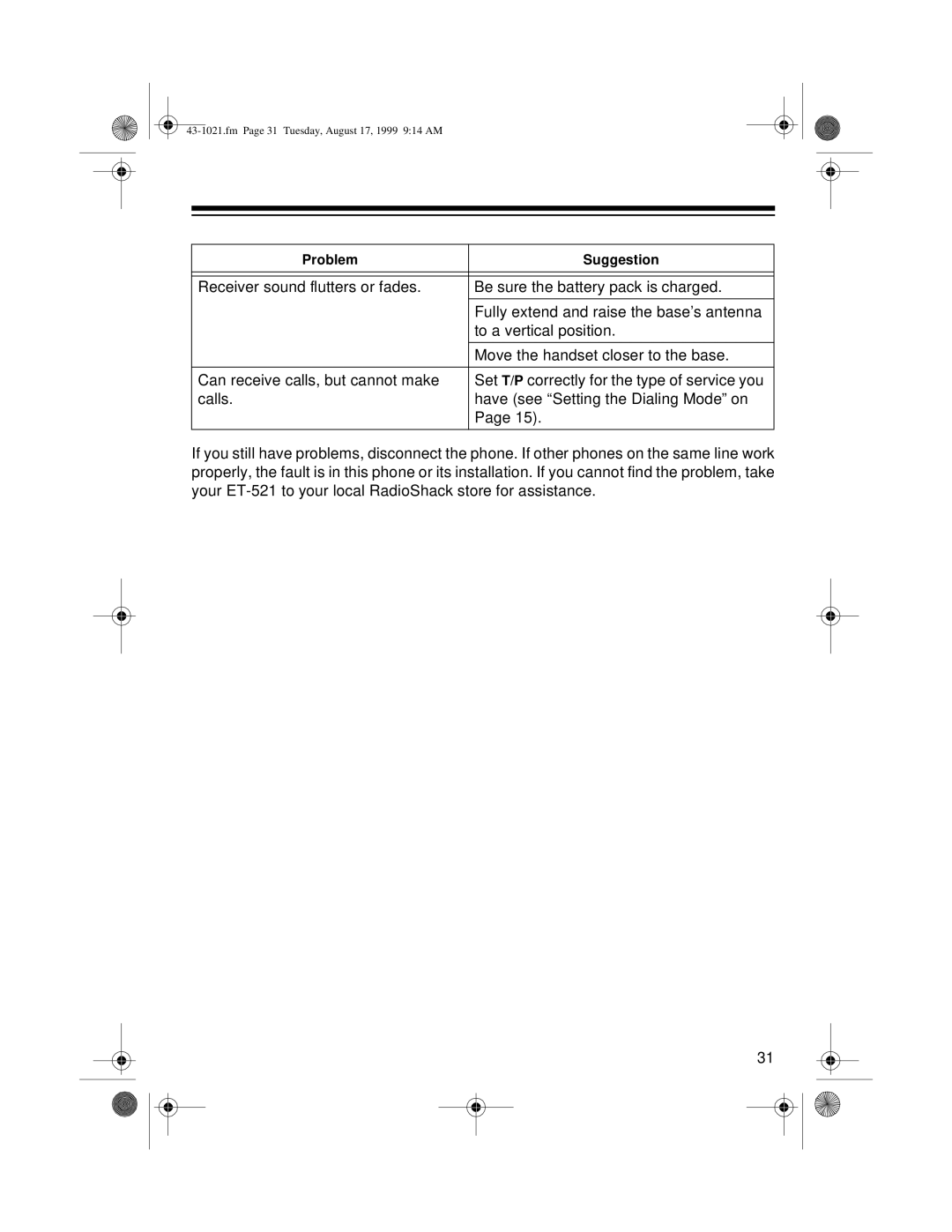 Radio Shack ET-521 owner manual Fm Page 31 Tuesday, August 17, 1999 914 AM 