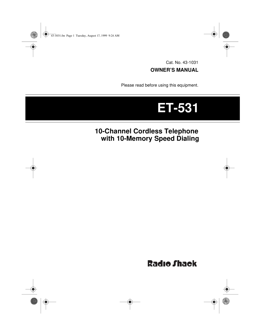 Radio Shack ET-531 owner manual 