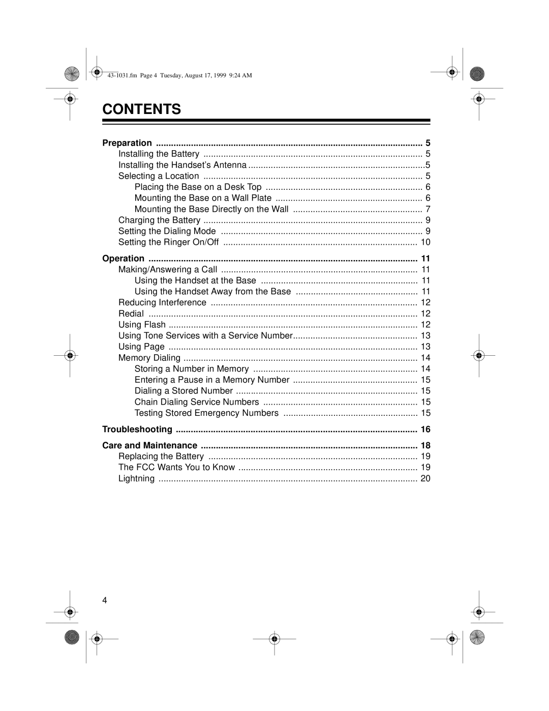 Radio Shack ET-531 owner manual Contents 