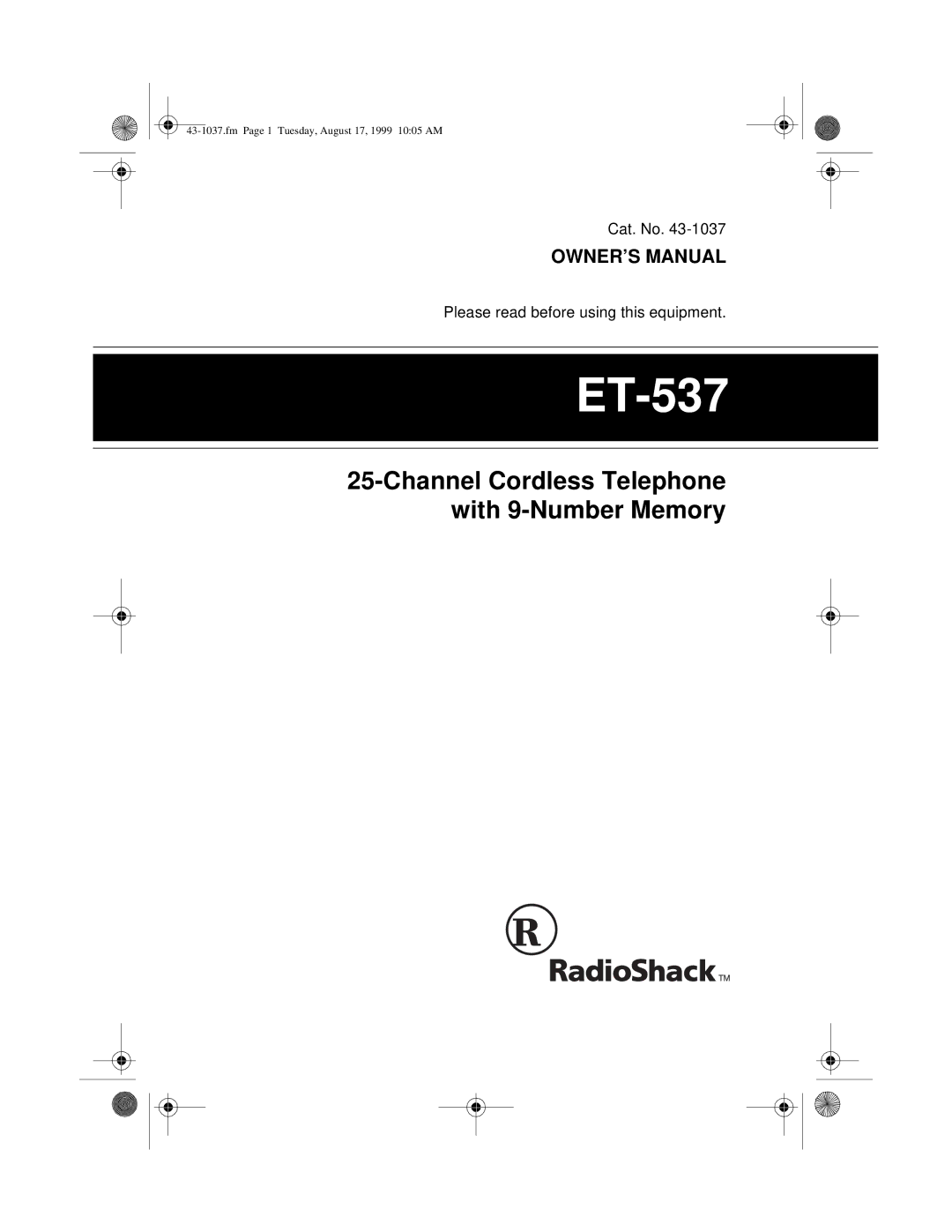 Radio Shack ET-537 owner manual 