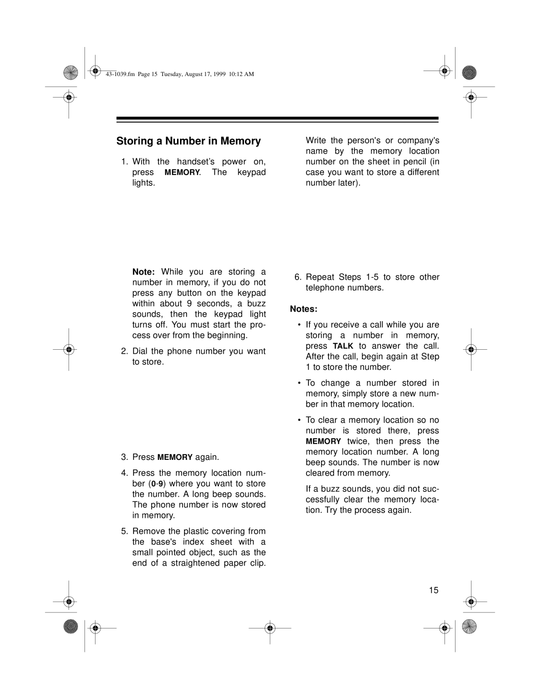 Radio Shack ET-539 owner manual Storing a Number in Memory 