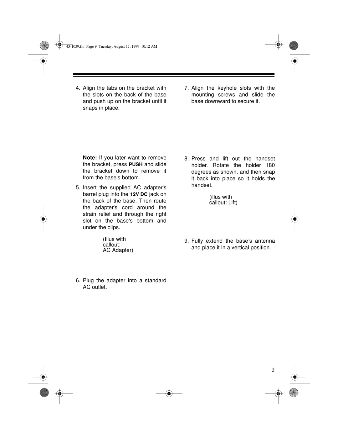 Radio Shack ET-539 owner manual Fm Page 9 Tuesday, August 17, 1999 1012 AM 