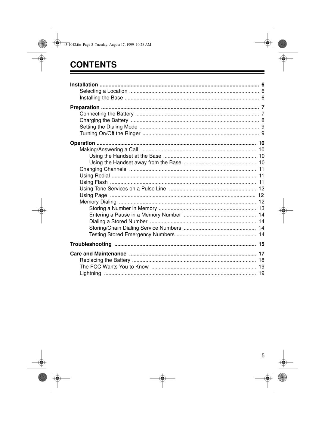 Radio Shack ET-542 owner manual Contents 