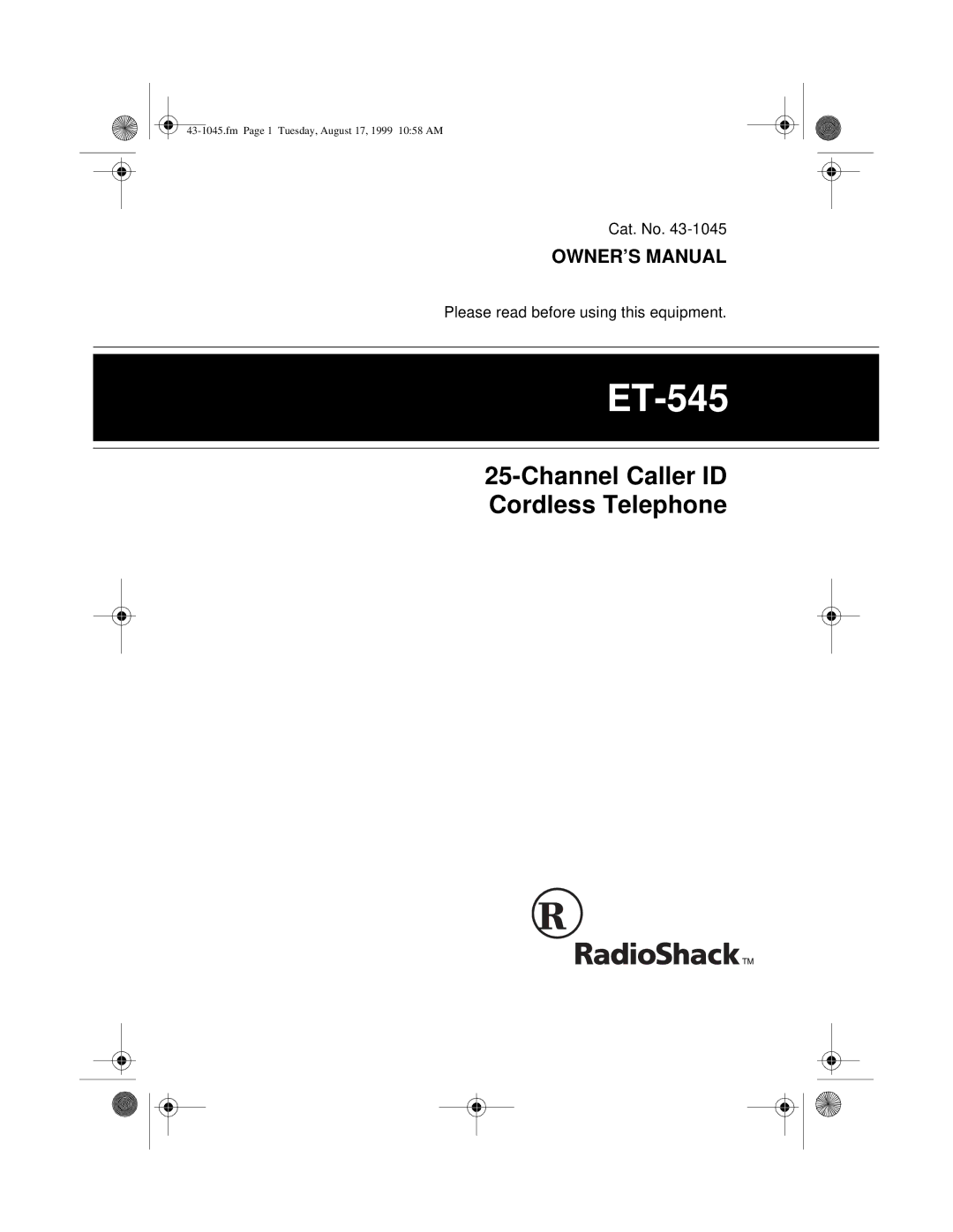 Radio Shack ET-545 owner manual 