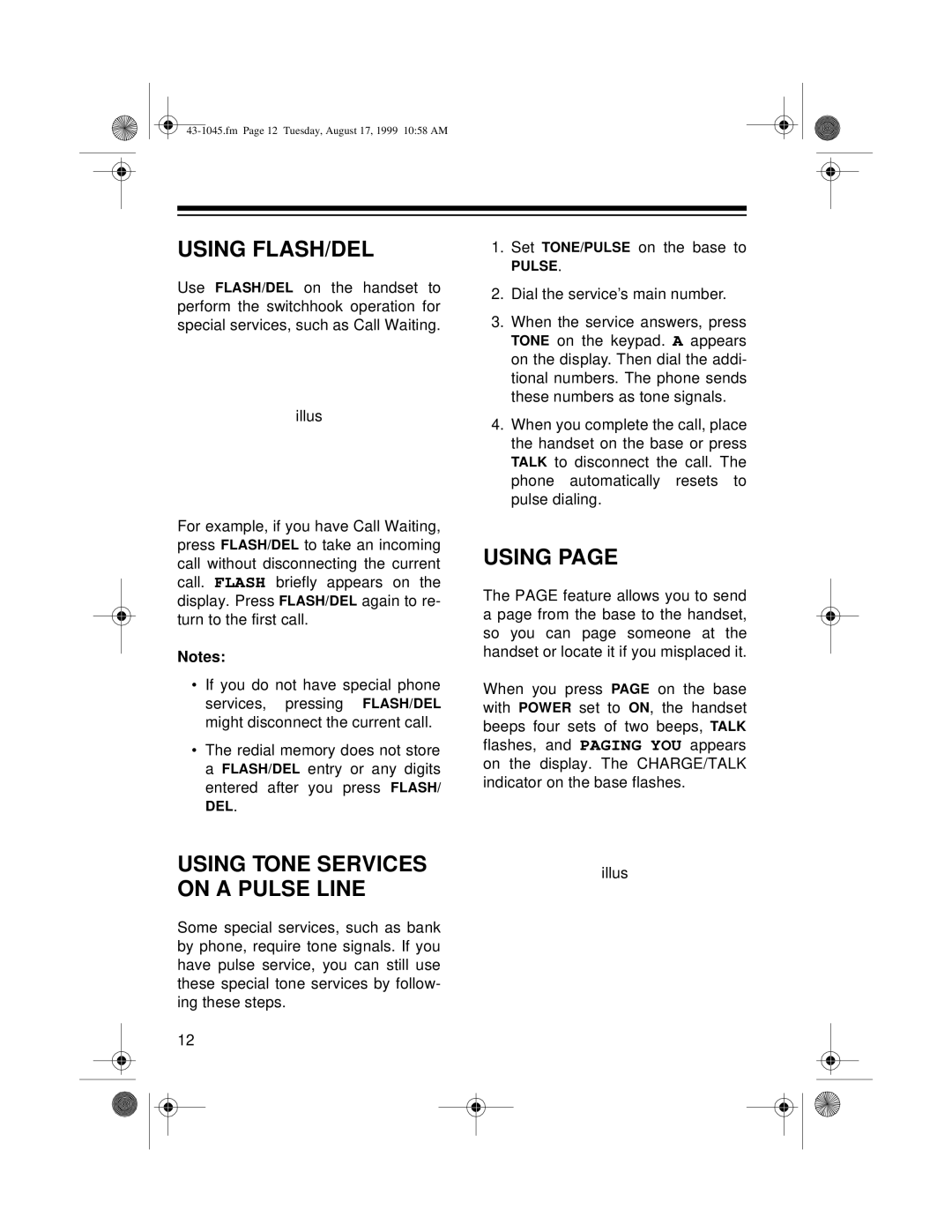 Radio Shack ET-545 owner manual Using FLASH/DEL 