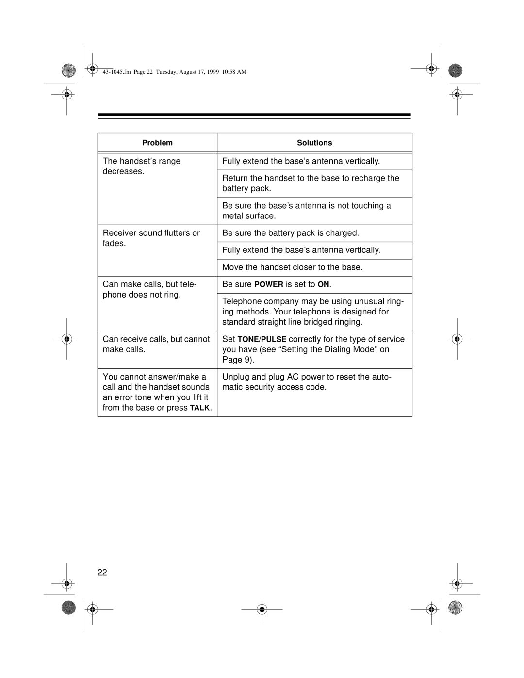 Radio Shack ET-545 owner manual Fm Page 22 Tuesday, August 17, 1999 1058 AM 