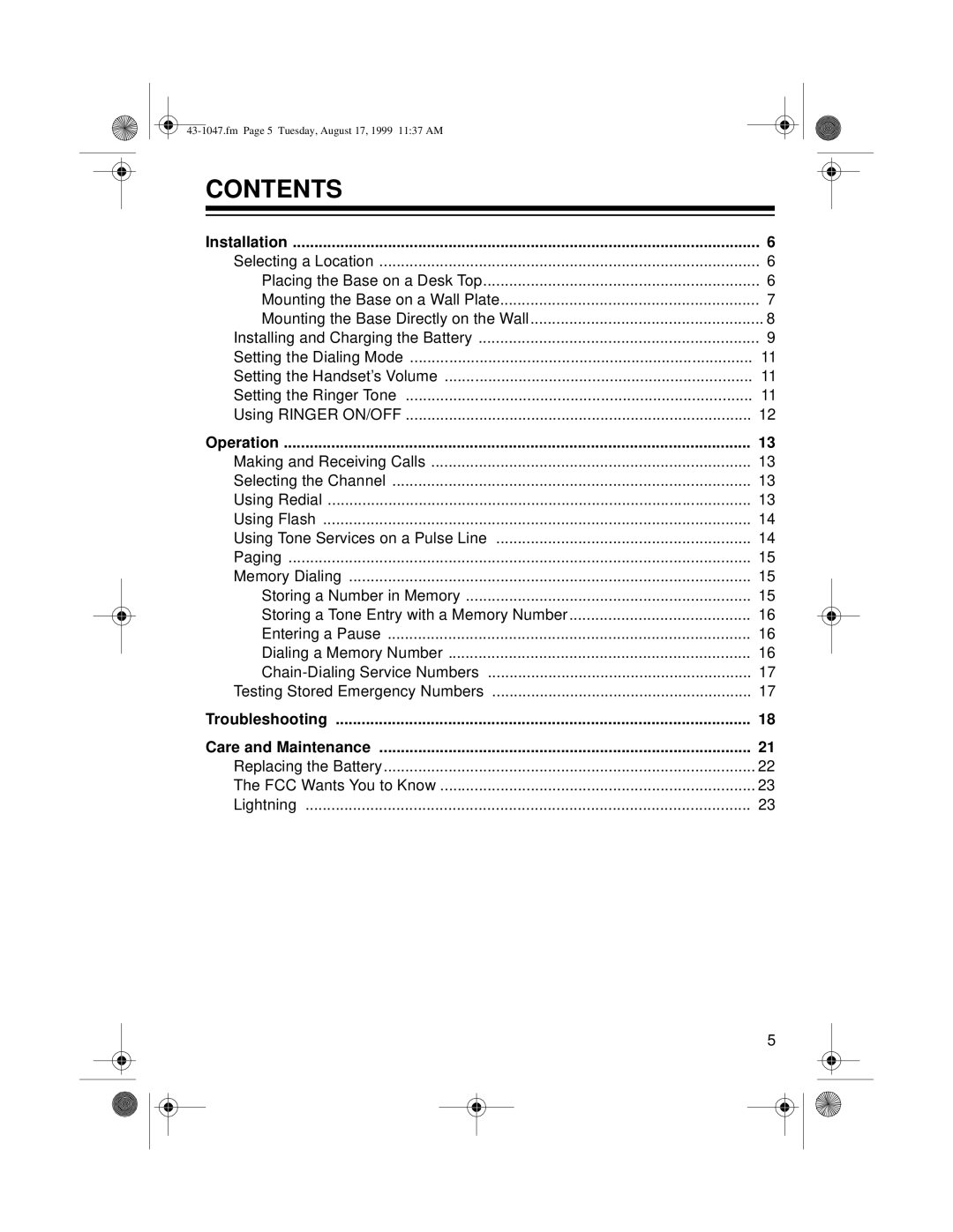 Radio Shack ET-547 owner manual Contents 