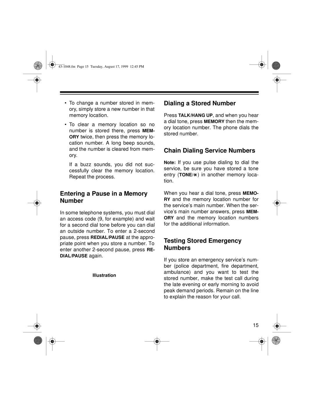 Radio Shack ET-548 owner manual Entering a Pause in a Memory Number 