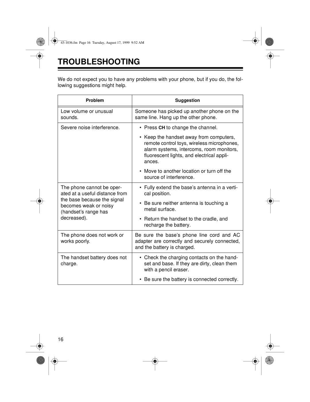 Radio Shack ET-549, ET-536 owner manual Troubleshooting 