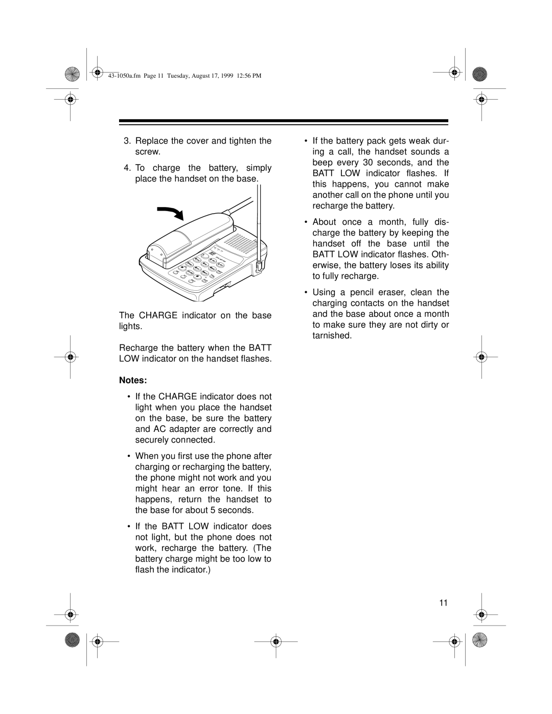 Radio Shack ET-550 owner manual 43-1050a.fm Page 11 Tuesday, August 17, 1999 1256 PM 