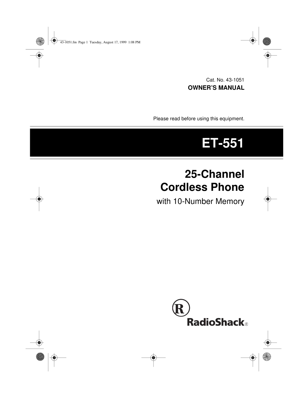 Radio Shack ET-551 owner manual 