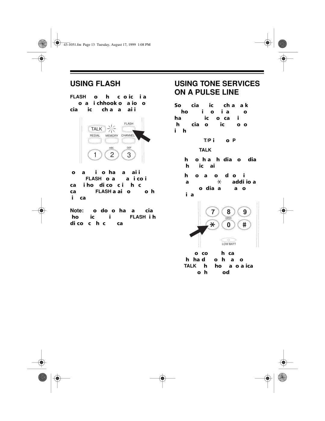 Radio Shack ET-551 owner manual Using Flash, Using Tone Services on a Pulse Line 