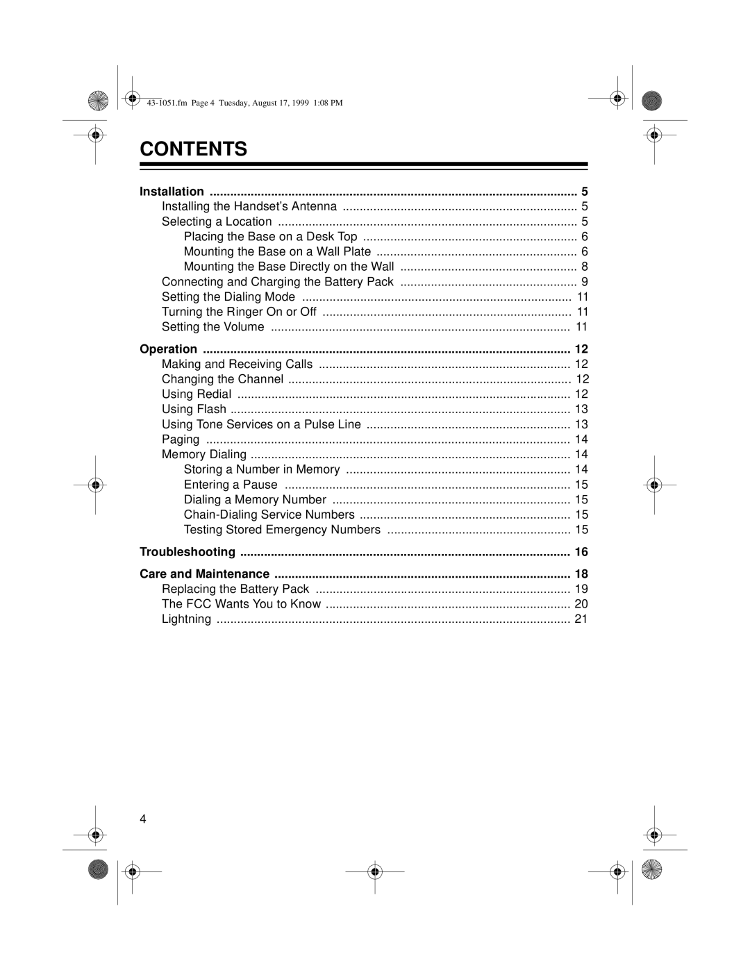 Radio Shack ET-551 owner manual Contents 