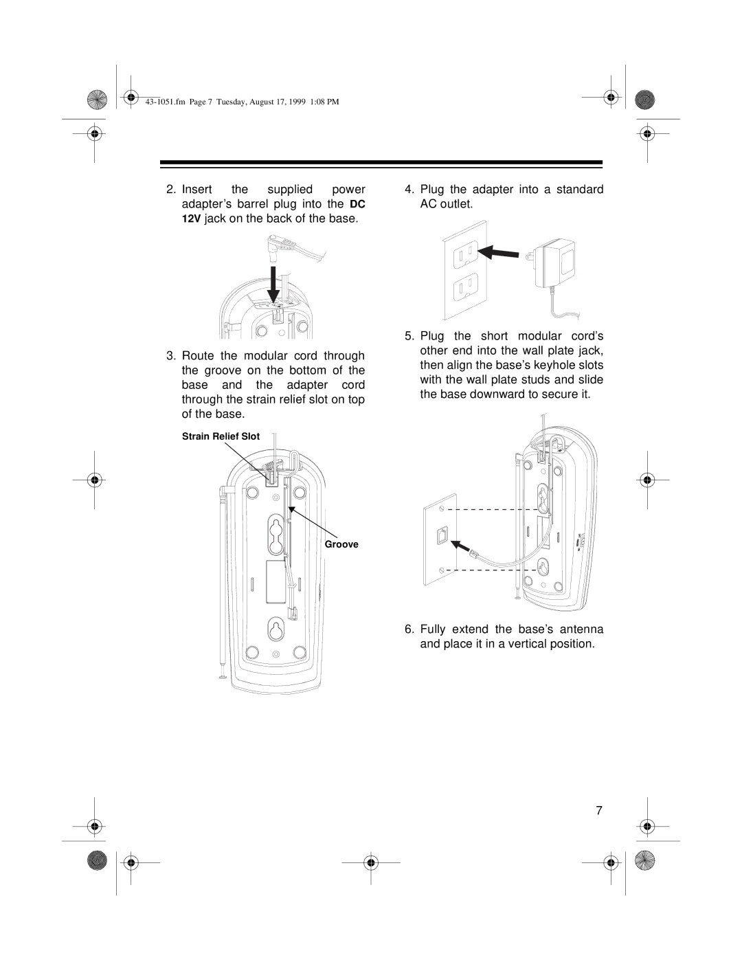 Radio Shack ET-551 owner manual Strain Relief Slot Groove 