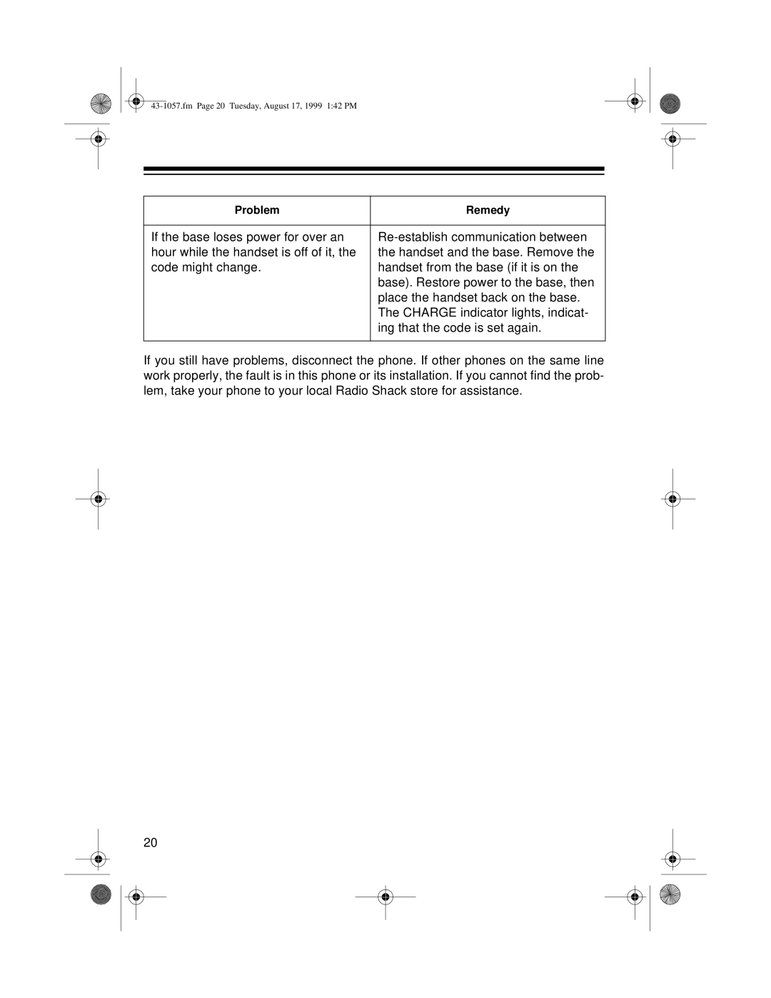 Radio Shack ET-557 owner manual Fm Page 20 Tuesday, August 17, 1999 142 PM 