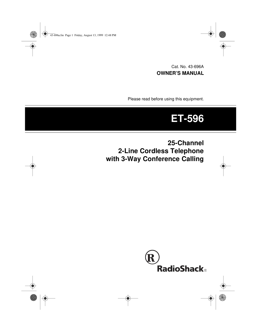 Radio Shack ET-596 owner manual 