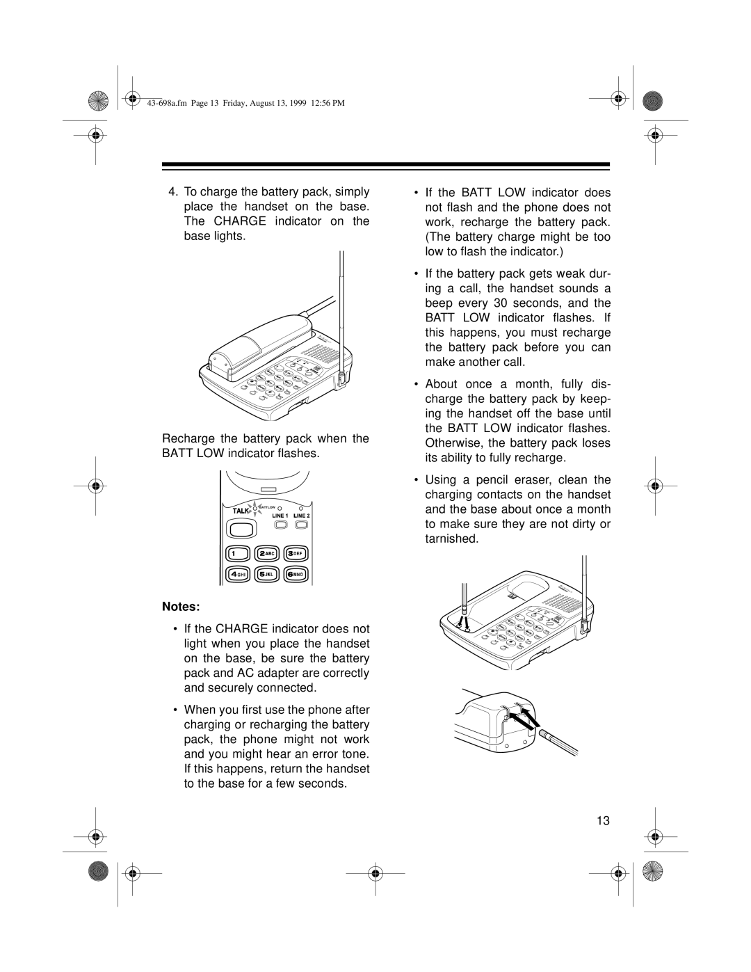 Radio Shack ET-598 owner manual 43-698a.fm Page 13 Friday, August 13, 1999 1256 PM 