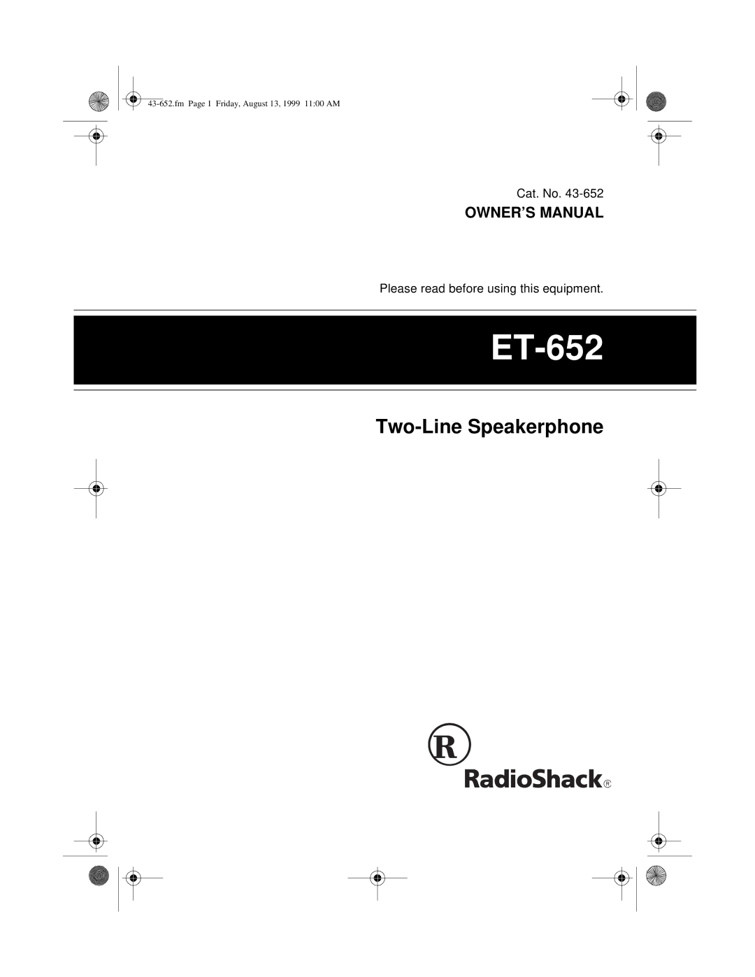 Radio Shack ET-652 owner manual 