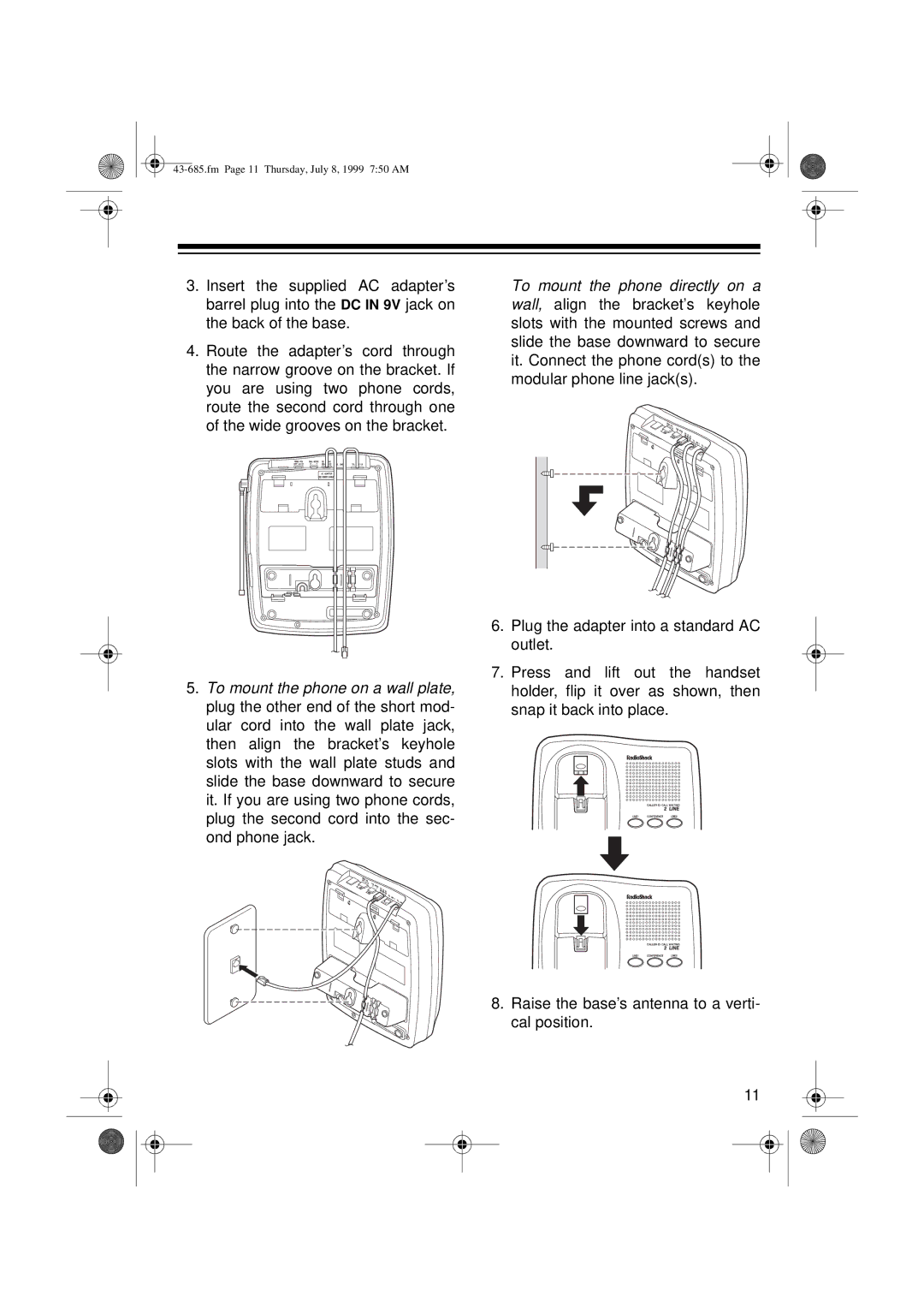 Radio Shack ET-685 owner manual Fm Page 11 Thursday, July 8, 1999 750 AM 