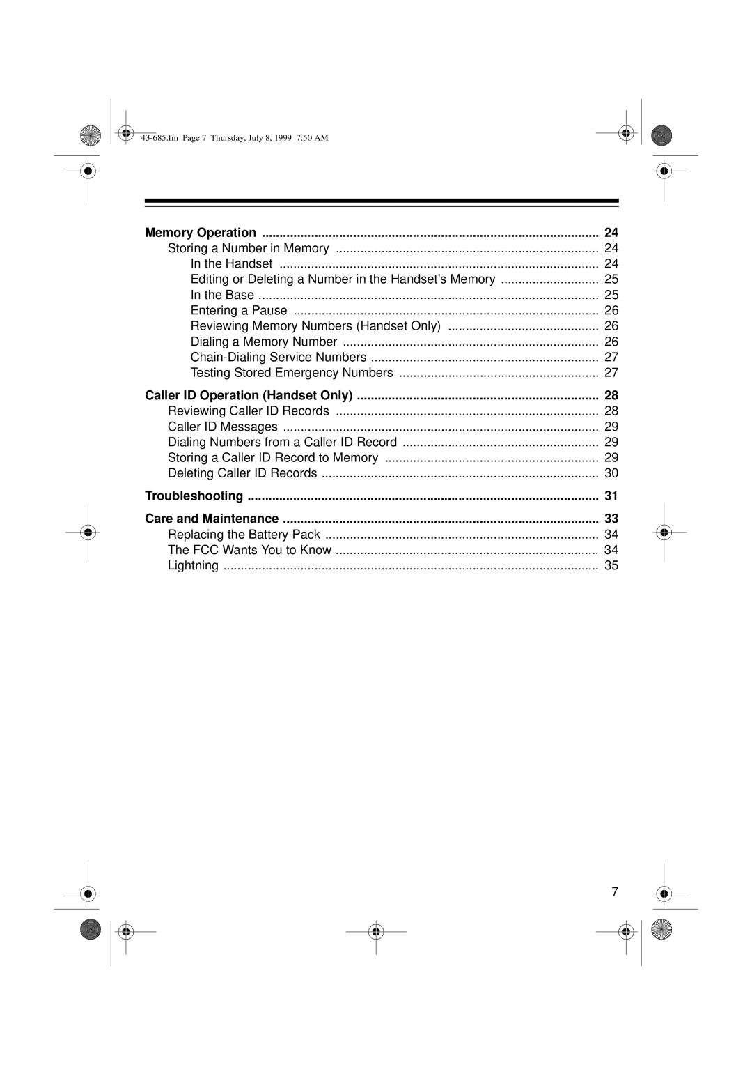 Radio Shack ET-685 owner manual Replacing the Battery Pack FCC Wants You to Know 