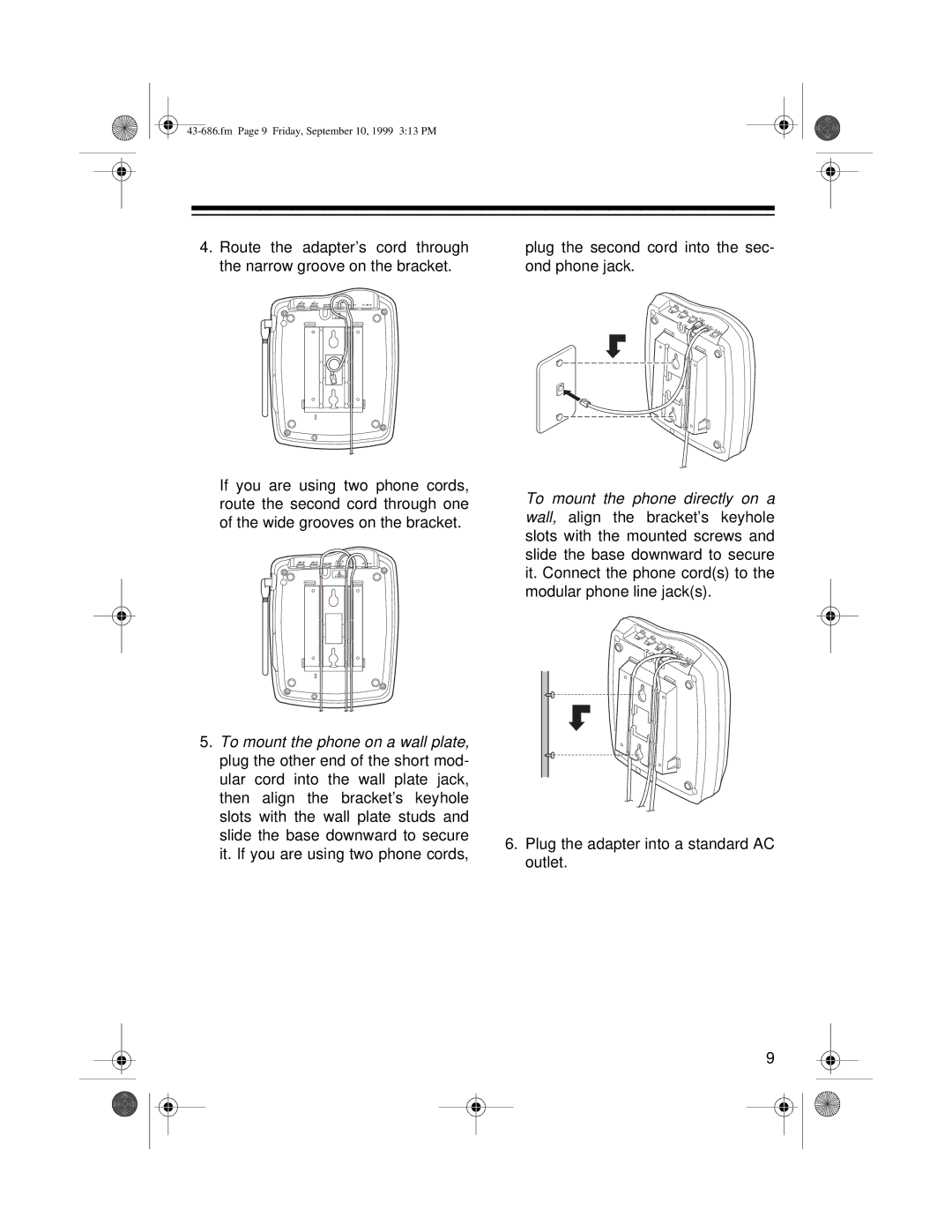 Radio Shack ET-686 owner manual Plug the second cord into the sec- ond phone jack 