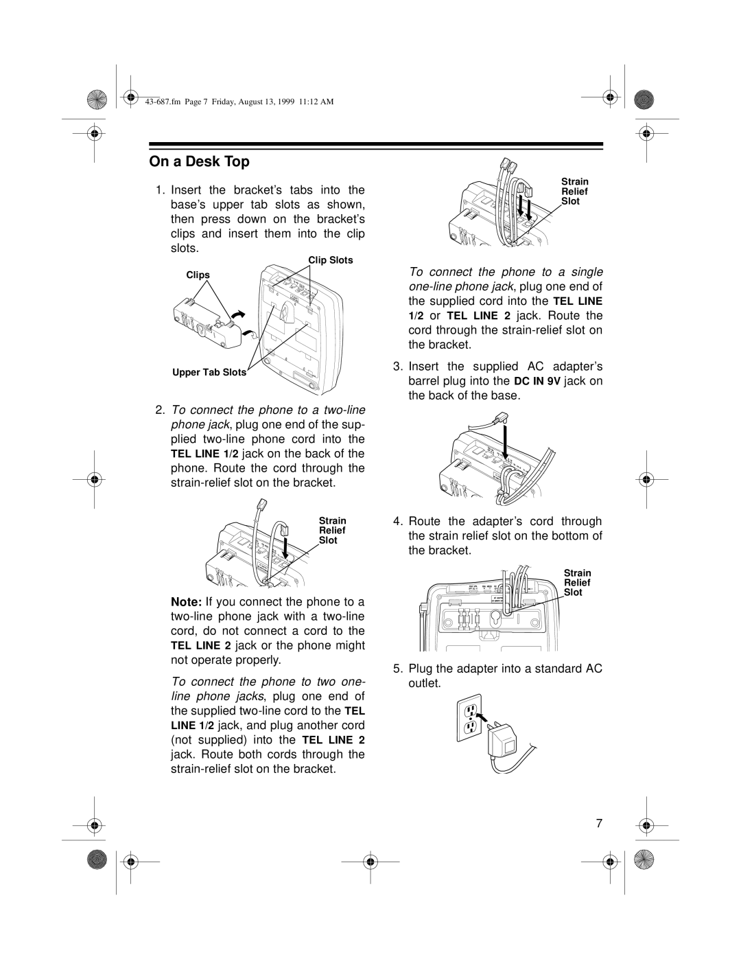 Radio Shack ET-687 owner manual On a Desk Top 