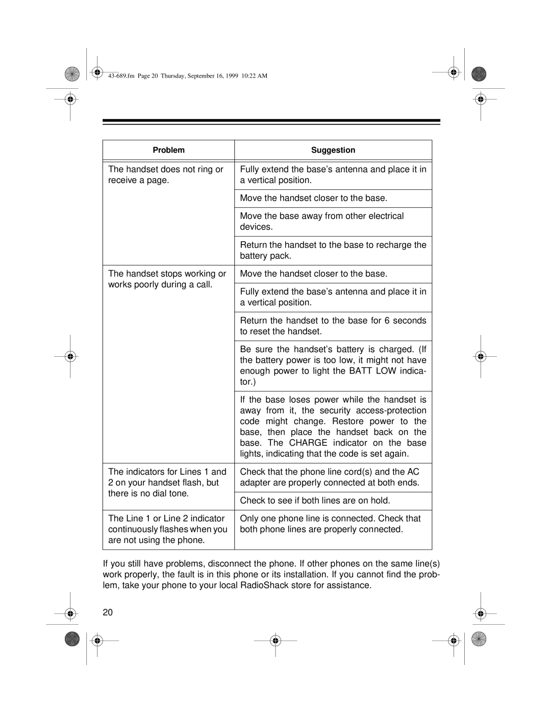 Radio Shack ET-689 owner manual Fm Page 20 Thursday, September 16, 1999 1022 AM 