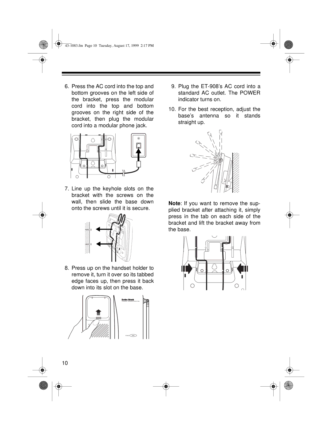 Radio Shack ET-908 owner manual Fm Page 10 Tuesday, August 17, 1999 217 PM 