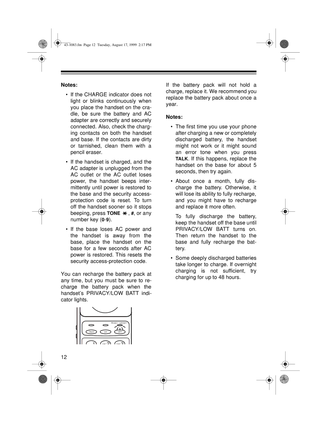 Radio Shack ET-908 owner manual Fm Page 12 Tuesday, August 17, 1999 217 PM 