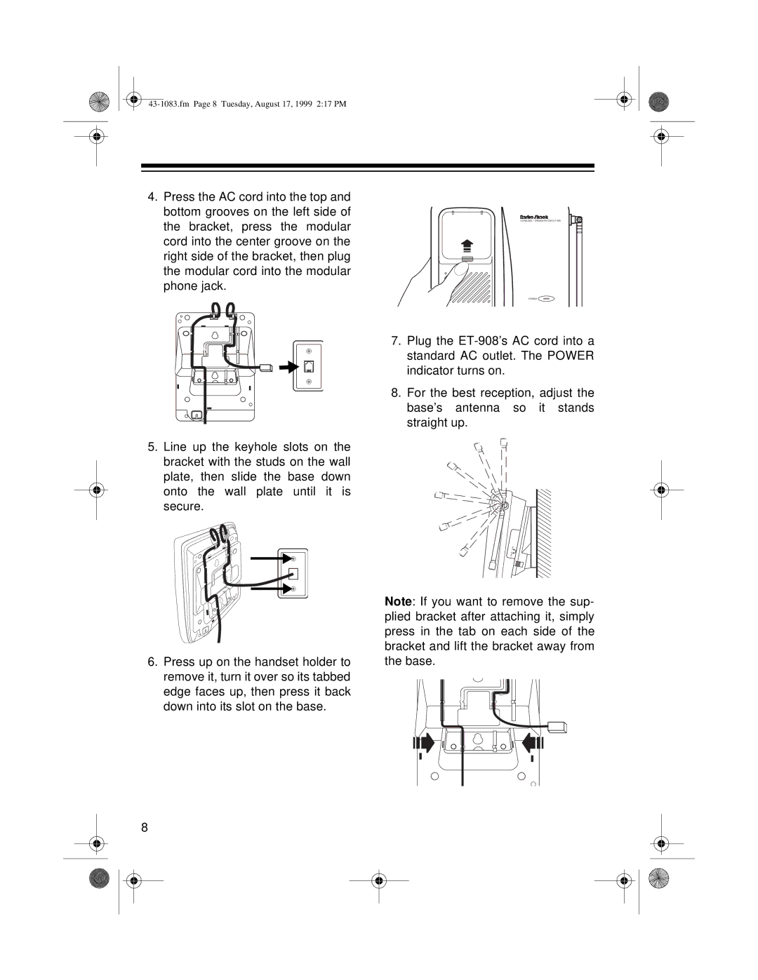 Radio Shack ET-908 owner manual Fm Page 8 Tuesday, August 17, 1999 217 PM 