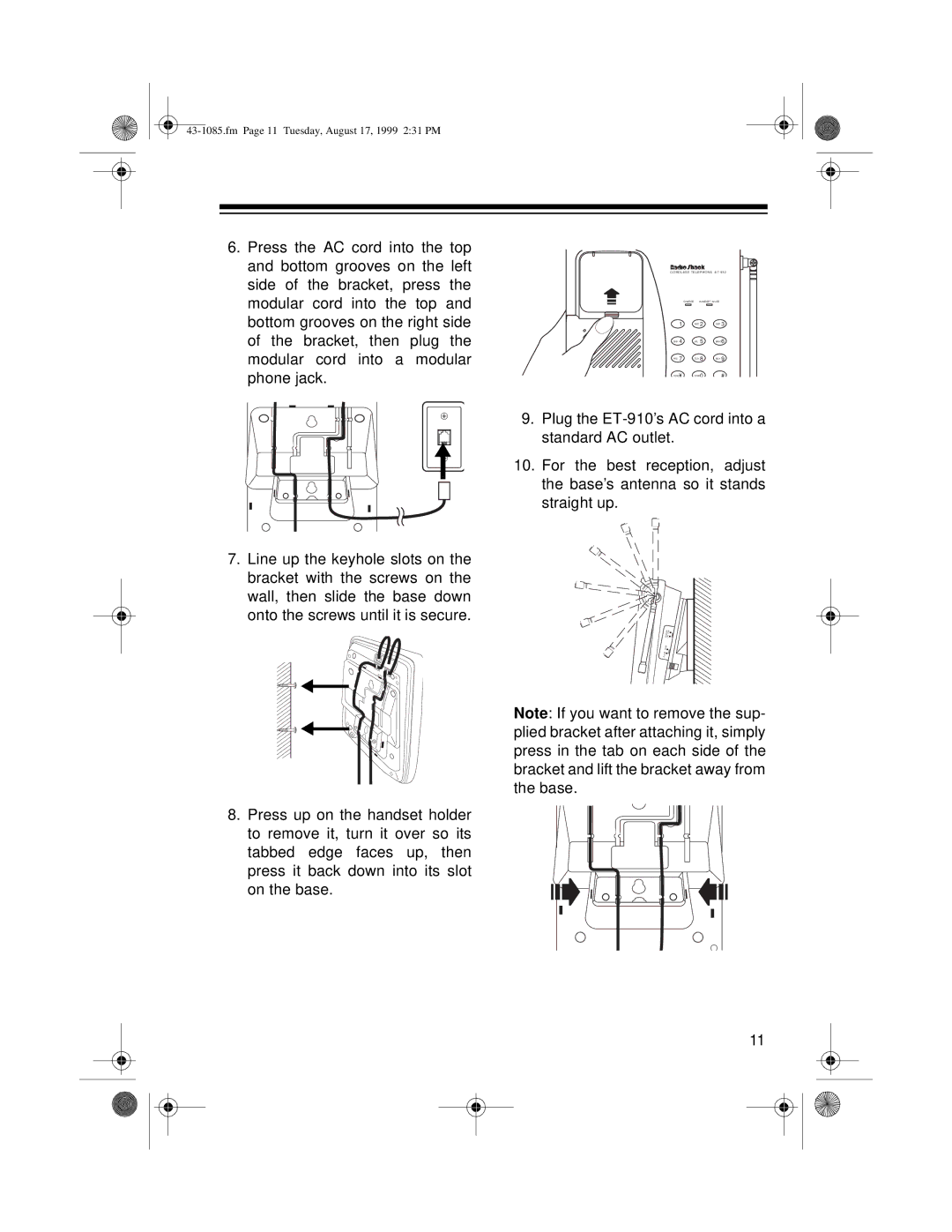 Radio Shack ET-910 owner manual Fm Page 11 Tuesday, August 17, 1999 231 PM 