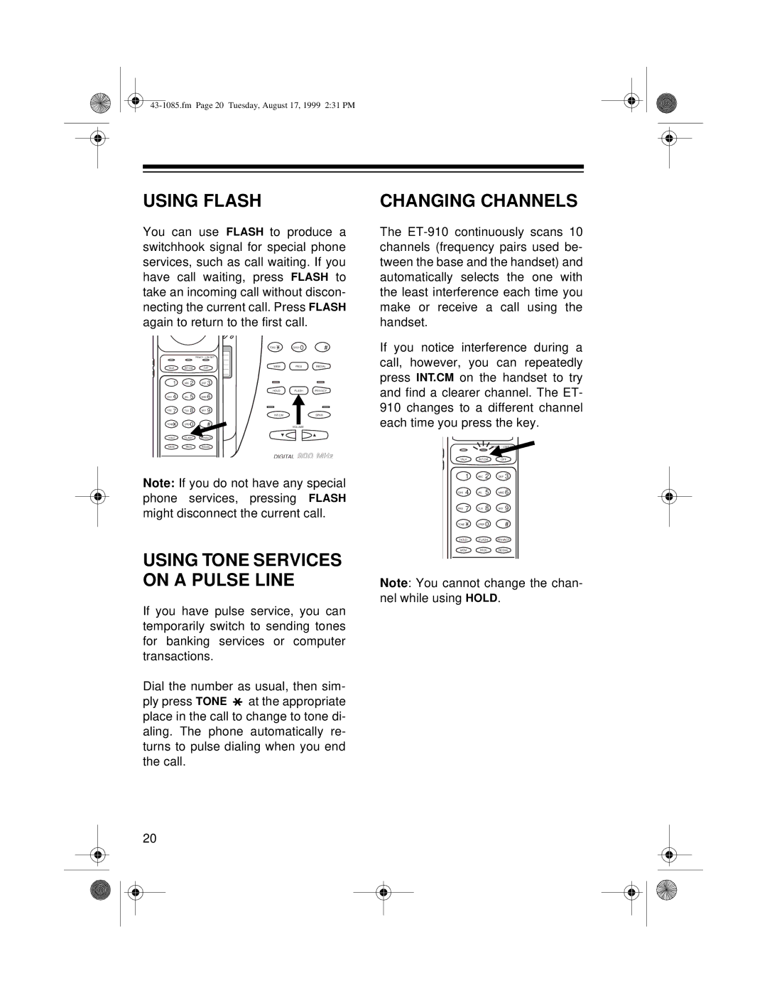 Radio Shack ET-910 owner manual Using Flash, Changing Channels 