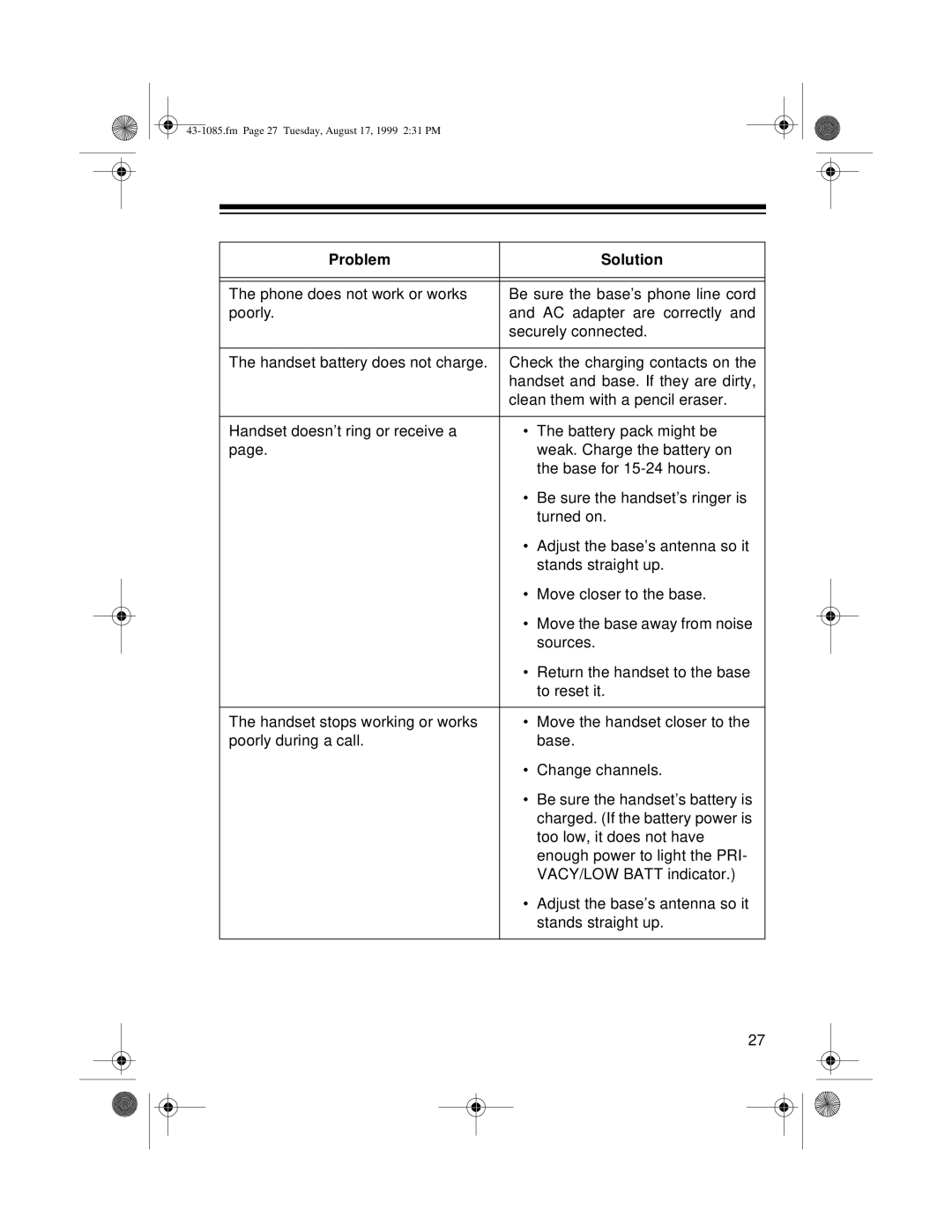 Radio Shack ET-910 owner manual Fm Page 27 Tuesday, August 17, 1999 231 PM 