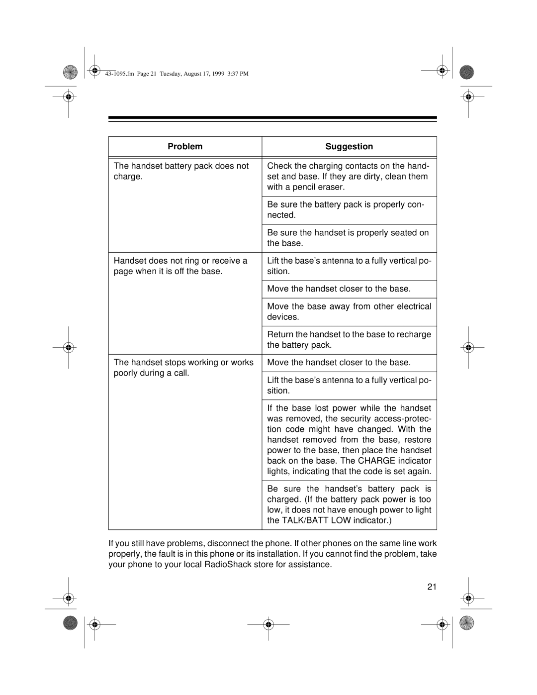 Radio Shack ET-925 owner manual Fm Page 21 Tuesday, August 17, 1999 337 PM 