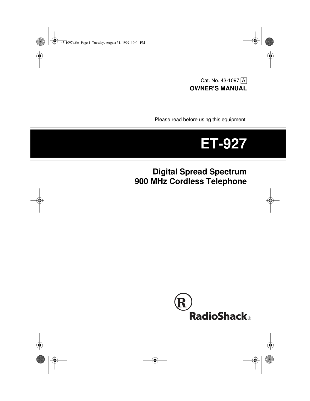 Radio Shack ET-927 owner manual 