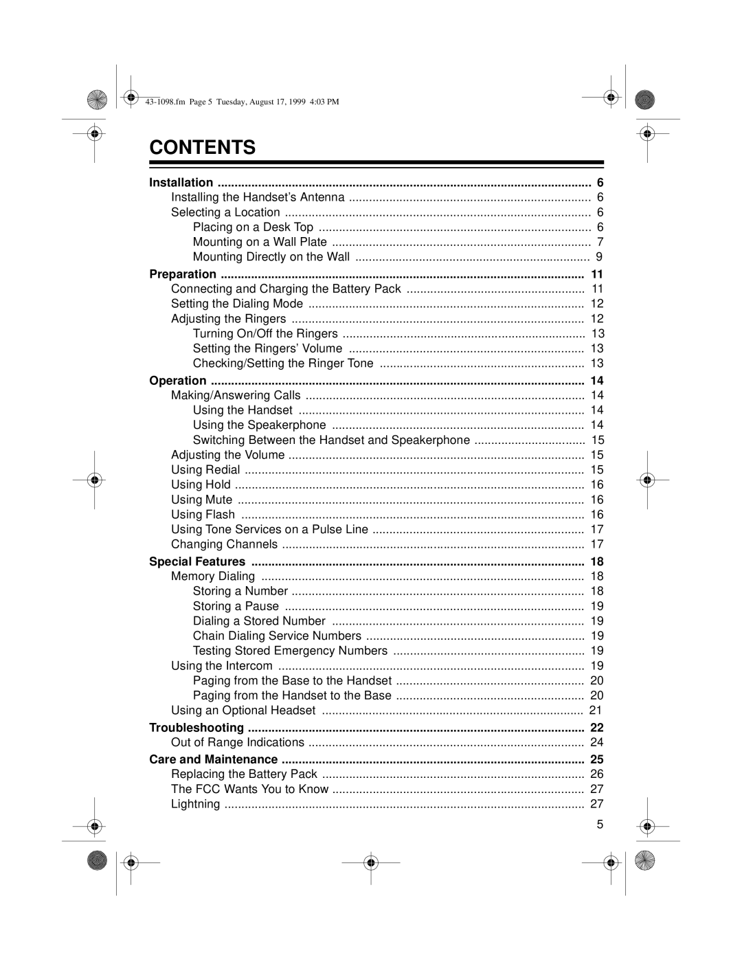 Radio Shack ET-928 owner manual Contents 