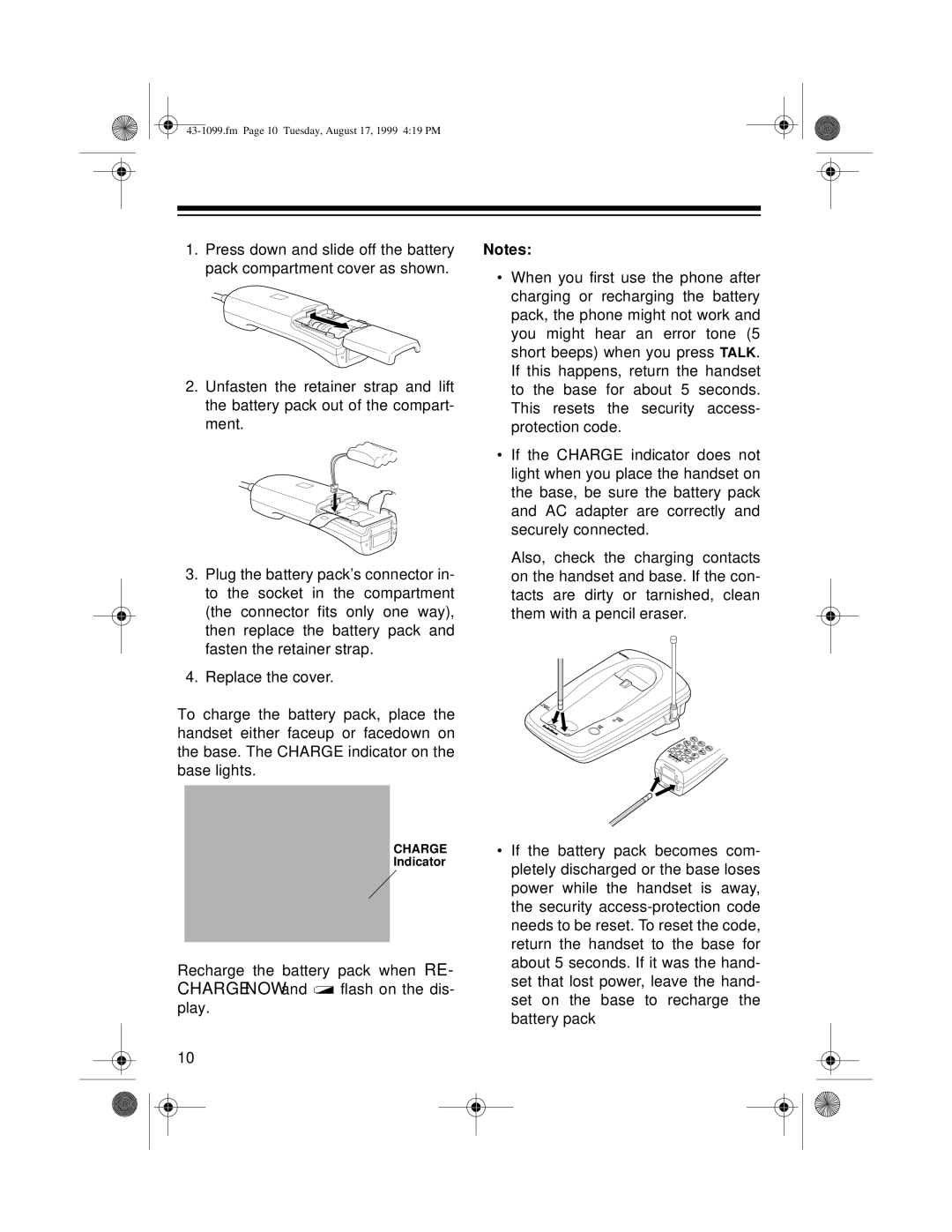 Radio Shack ET-929 owner manual Charge 