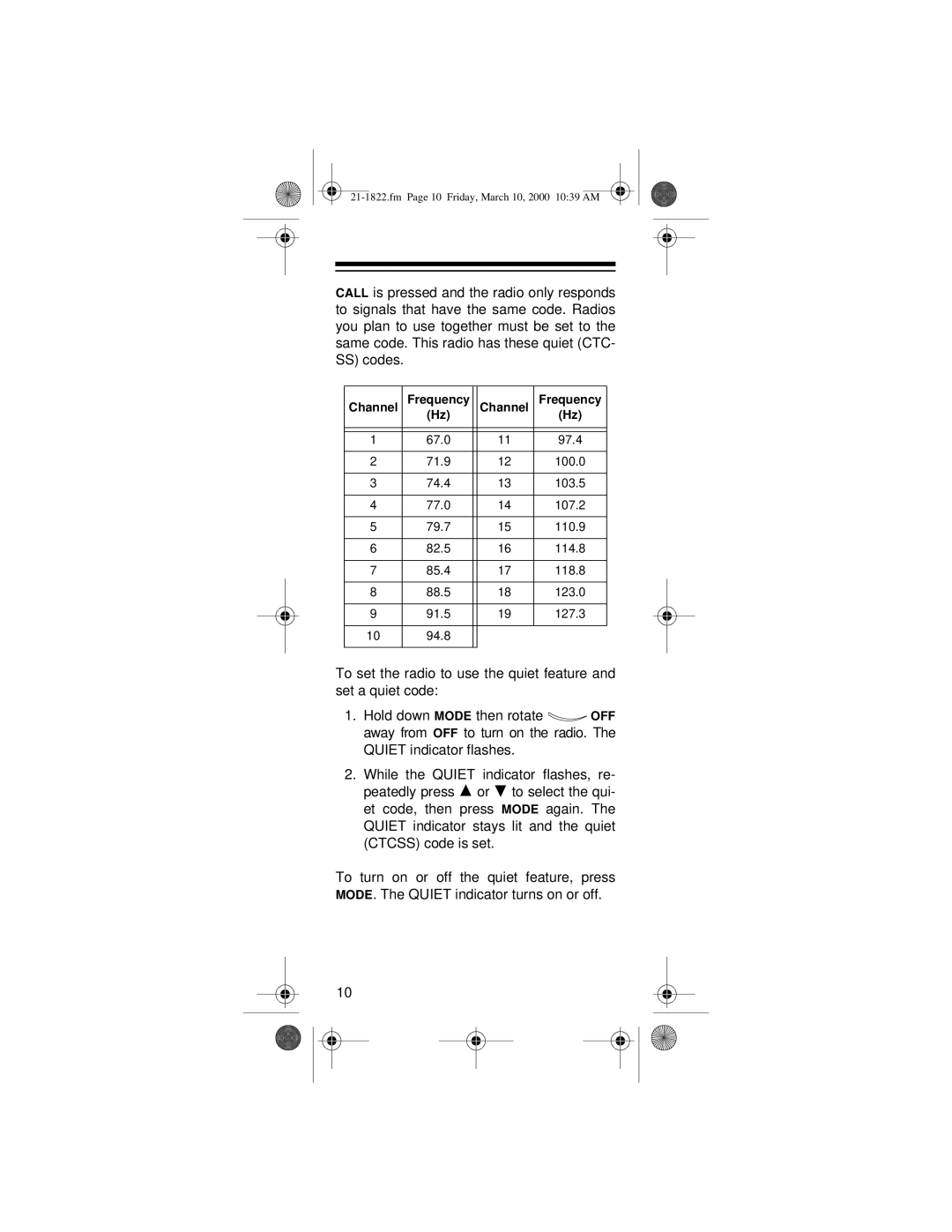 Radio Shack FRS owner manual Channel 