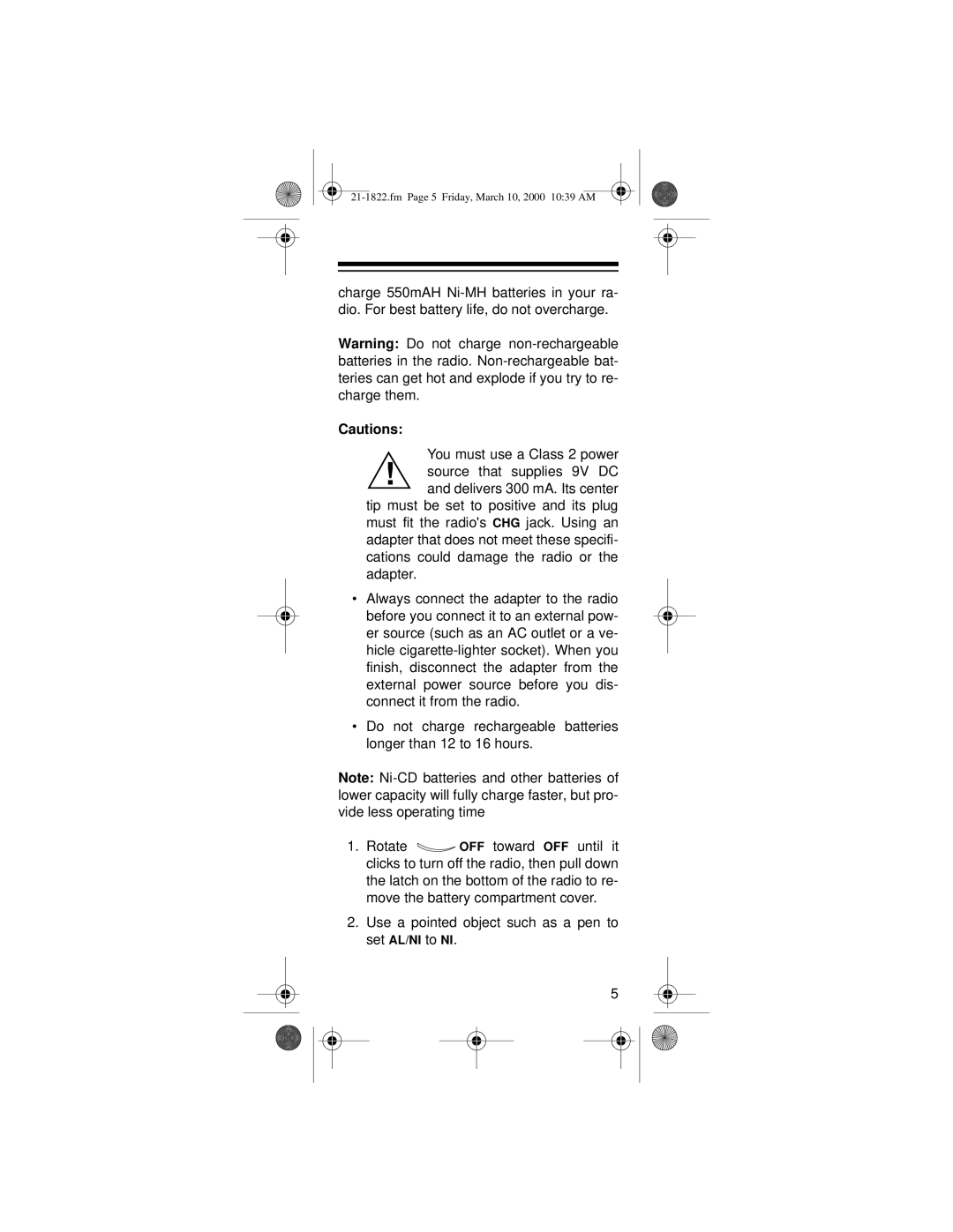 Radio Shack FRS owner manual Fm Page 5 Friday, March 10, 2000 1039 AM 