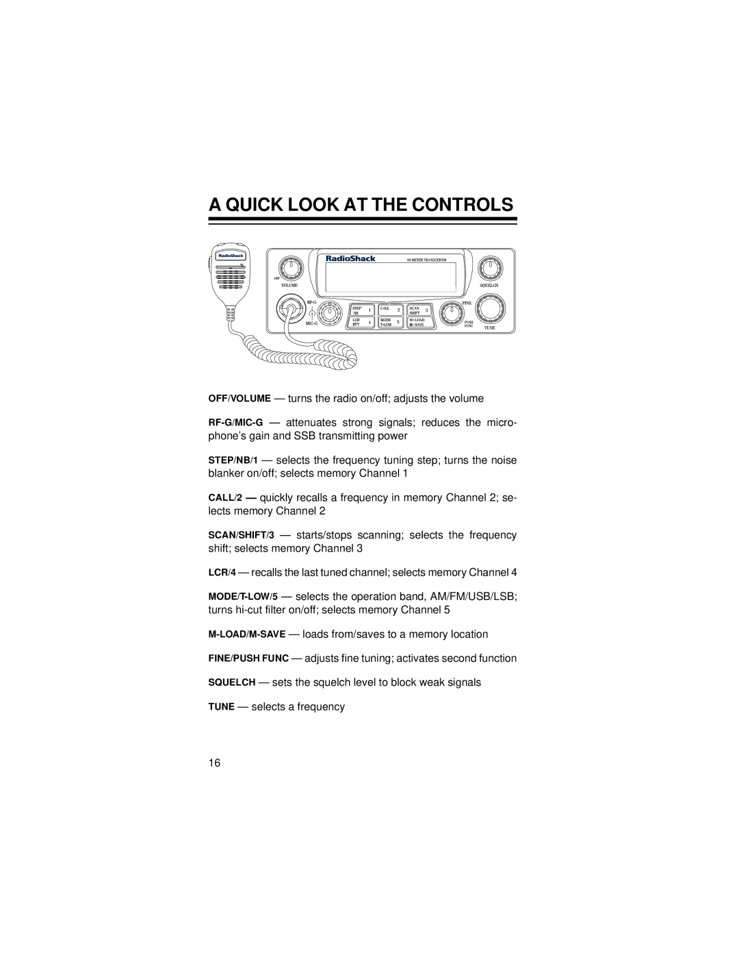 Radio Shack HTX-10 owner manual Quick Look AT the Controls 