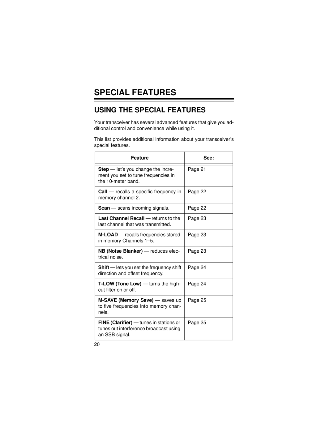 Radio Shack HTX-10 owner manual Using the Special Features 