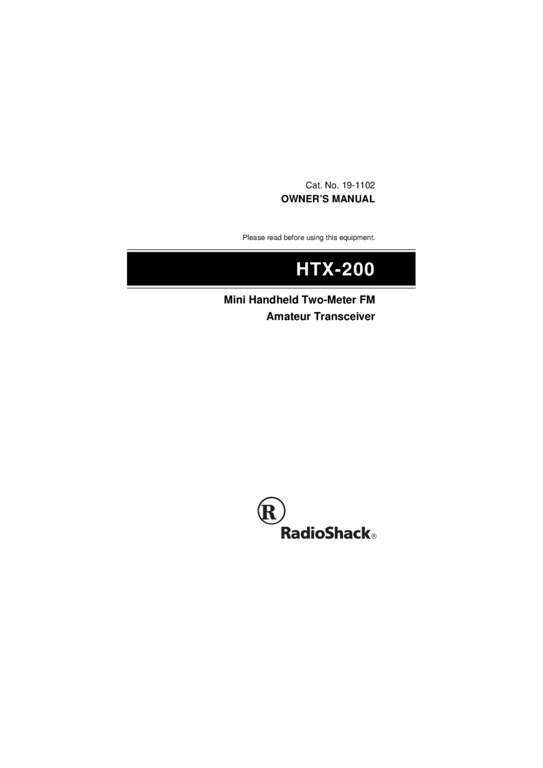 Radio Shack HTX-200 owner manual 