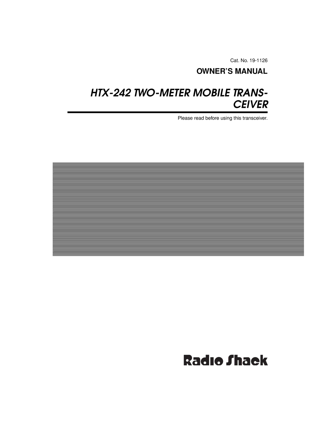 Radio Shack owner manual HTX-242 TWO-METER Mobile Trans Ceiver 